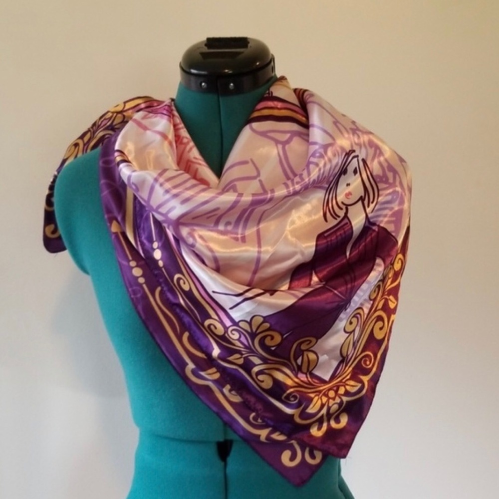 Vicky Tiel 21 Bonaparte Illustration Twilly Scarf - Picture 5 of 13
